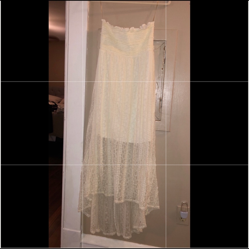 Strapless Cream Maxi Dress